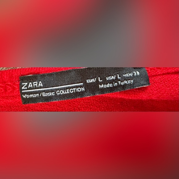 Zara Red High-Low Long Sleeve Swing Tunic Top | Size Large - Picture 3 of 3